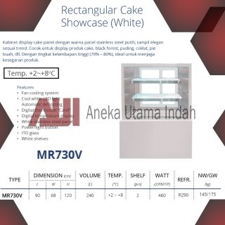 GEA MR730V RECTANGULAR CAKE SHOWCASE / PEMAJANG & PENDINGIN KUE PUTIH