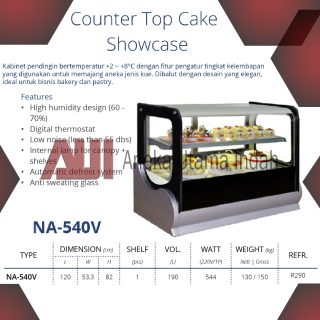 Gea NA-540V Counter Top Cake Showcase Tempat Pendingin & Pemajang Kue