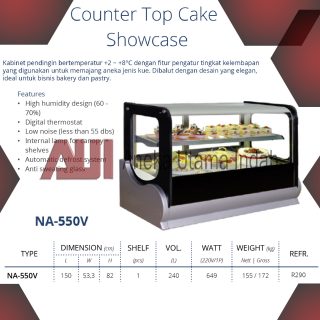 Gea NA-550V Counter Top Cake Showcase Tempat Pendingin & Pemajang Kue