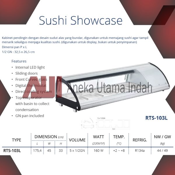 GEA RTS-103L SUSHI SHOWCASE - TEMPAT DISPLAY SUSHI PEMAJANG SUSHI