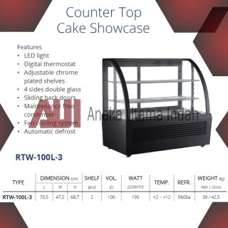 GEA RTW-100L-3 COUNTER TOP CAKE SHOWCASE / CAKE DISPLAY KACA CEMBUNG