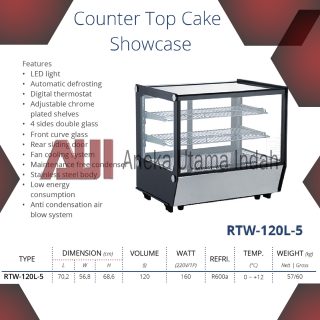 GEA RTW-120L-5 COUNTER TOP CAKE SHOWCASE / CAKE DISPLAY KACA KOTAK