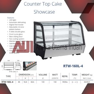GEA RTW-160L-4 COUNTER TOP CAKE SHOWCASE / CAKE DISPLAY KACA CEMBUNG