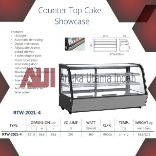 GEA RTW-202L-4 COUNTER TOP CAKE SHOWCASE / CAKE DISPLAY KACA CEMBUNG