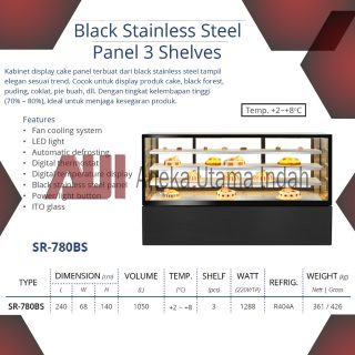 GEA SR-780BS 3 SHELVES CAKE SHOWCASE PERSEGI PETAK KOTAK SQUARE