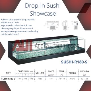 GEA SUSHI-R180-S DISPLAY PENDINGIN / SUSHI SHOWCASE / ETALASE PEMAJANG SUSHI