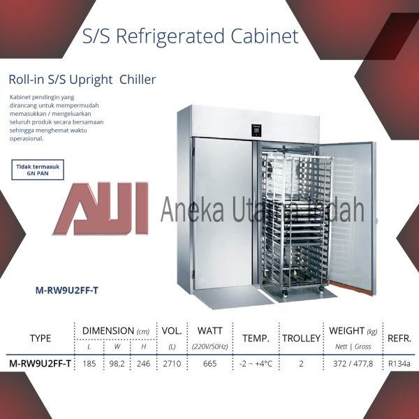 GEA M-RW9U2FF-T ROLL IN SS UPRIGHT CHILLER / KULKAS KOMERSIAL TROLY
