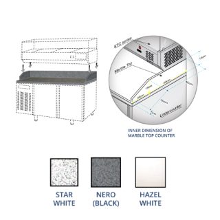 GEA FOR M-RW6T2HH MARBLE TOP COUNTER FOR SALAD CASE - WARNA HAZEL WHITE